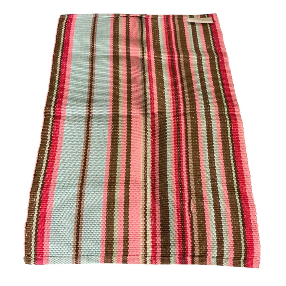 Dash & Albert Handwoven Striped Polypropylene UV Rug 2x3 Pink Brown Multi